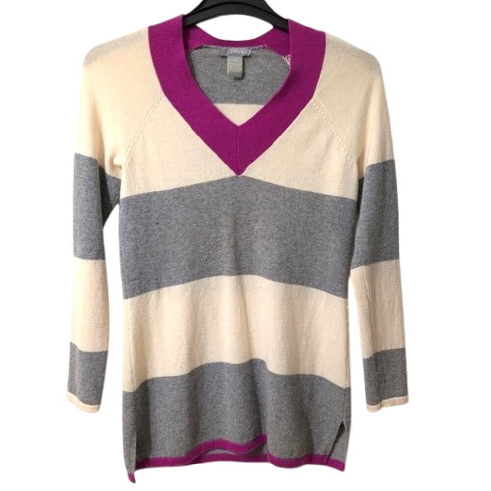 Hayden100% Cashmere Striped V-Neck Sweater - Size‎ S